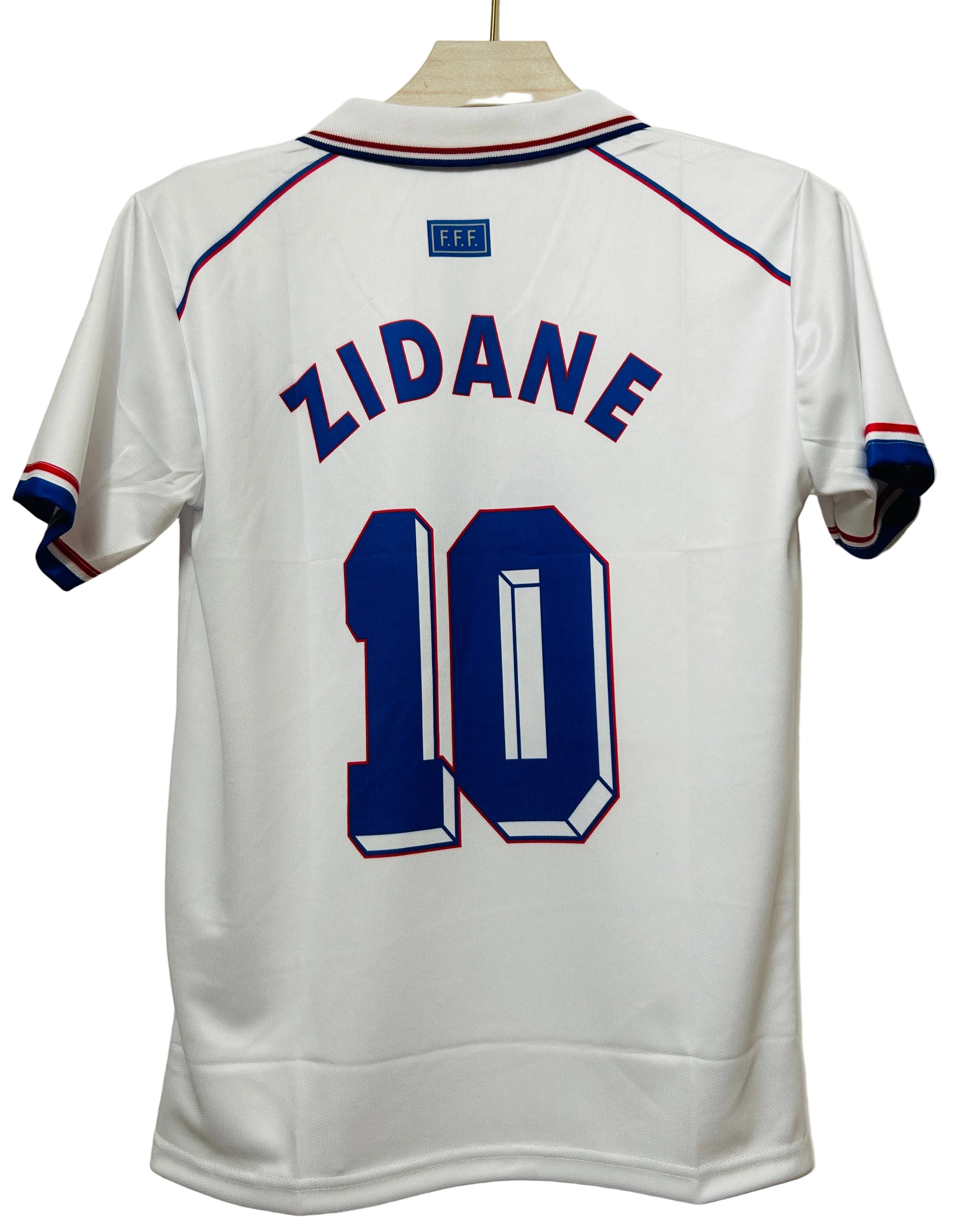 France 1998 World cup Away Kit-ZIDANE 10-Collar Half Sleeve-AM Retro S