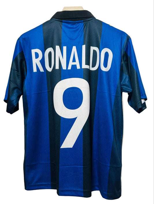 Inter Milan 2001/02 Home-RONALDO NAZARIO 9-Collar Five Sleeve Button-AM Retro Store