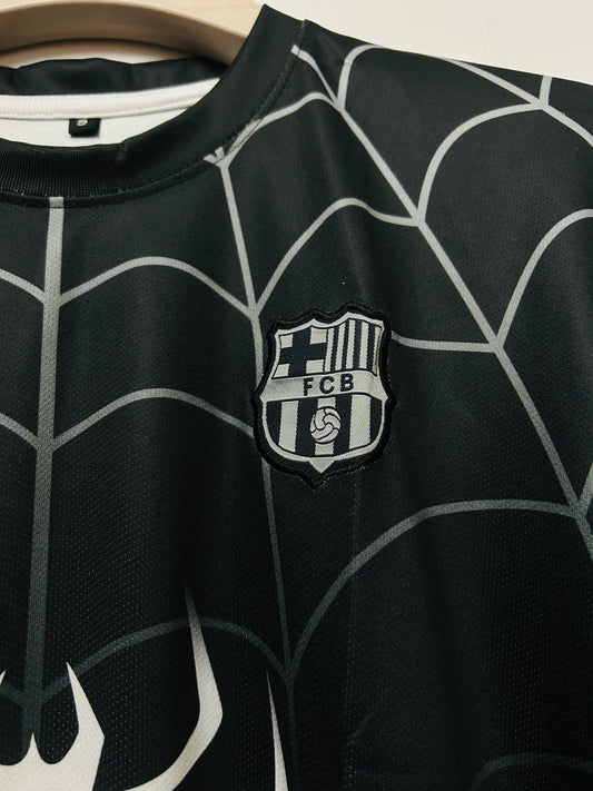 Barcelona Spider-Man concept football jersey -Embroidery-Five Sleeve-AM Retro Store