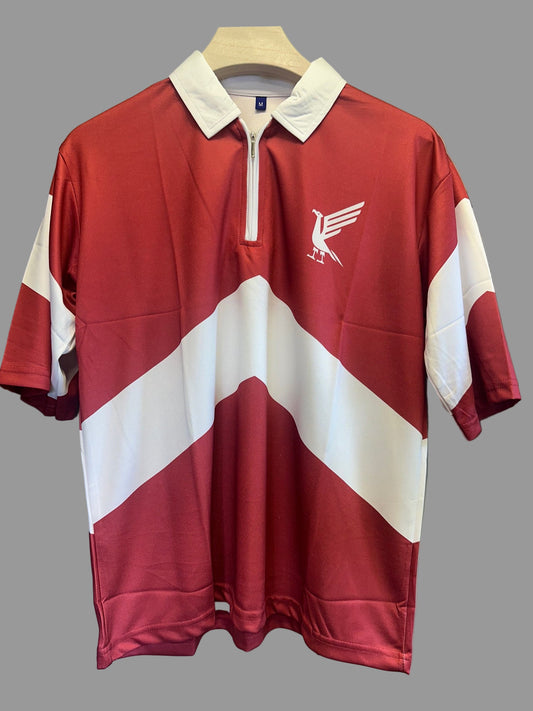 Liver Pool Red Five Sleeve Polo With Zip-Signature