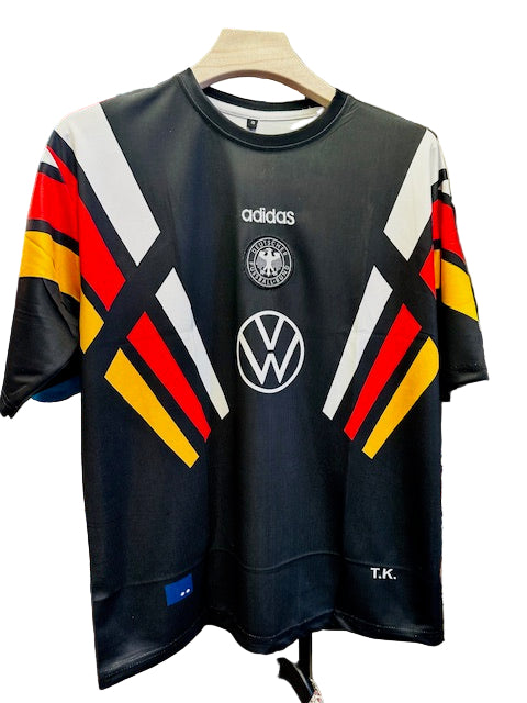 Germany 1996 Home-Beckenbauer -Embroidery Black-Vintage Jersey
