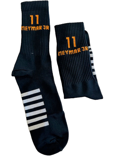 NEYMAR JR 11 Retro Football Socks – Black Edition | Full Length (42 cm)