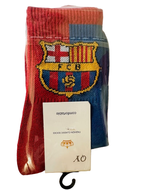 FC Barcelona Retro Football Socks – Red & Blue | Crew Length 3/4  (30 cm)