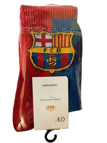 FC Barcelona Retro Football Socks – Red & Blue | Crew Length 3/4  (30 cm)