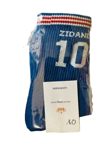 ZIDANE 10 Retro Football Socks – Blue Edition | Crew Length 3/4  (30 cm)