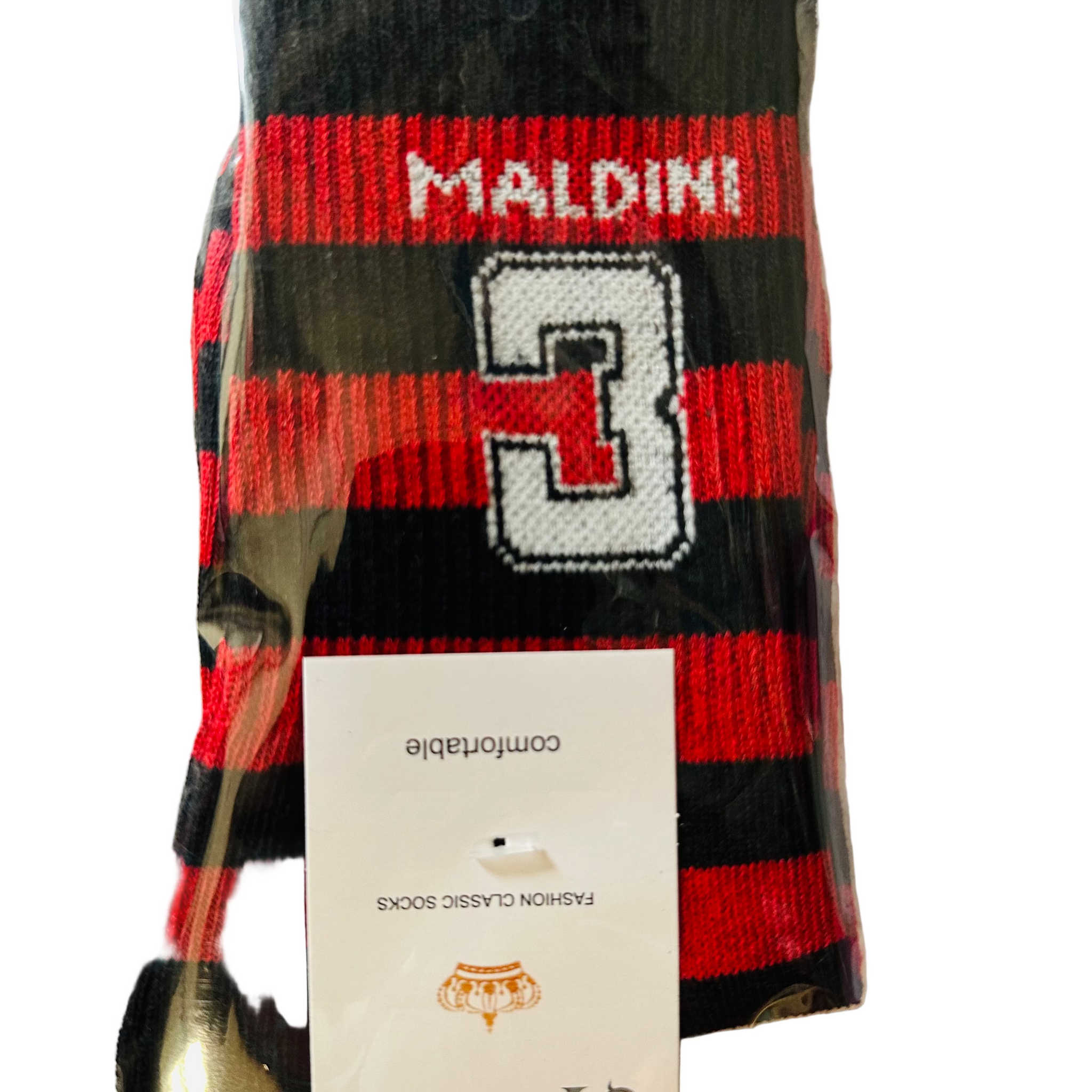 MALDINI 3 Retro Football Socks – AC Milan Edition | Crew Length 3/4  (30 cm)