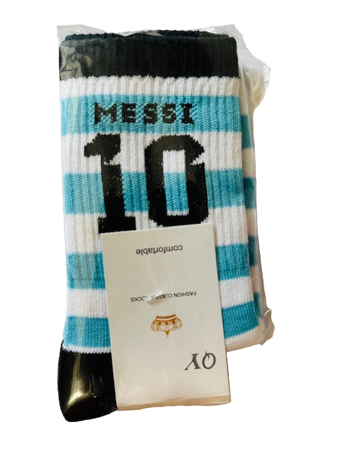MESSI 10 Retro Football Socks – Argentina Edition | Crew Length 3/4  (30 cm)