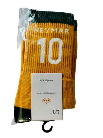 NEYMAR 10 Retro Football Socks – Brazil Edition | Crew Length 3/4  (30 cm)