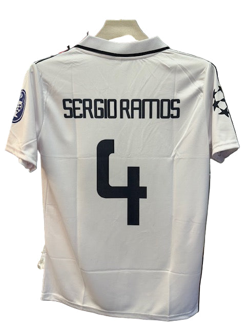Real Madrid 2008/09 Home-SERGIO RAMOS RETRO-Collar Half Sleeve