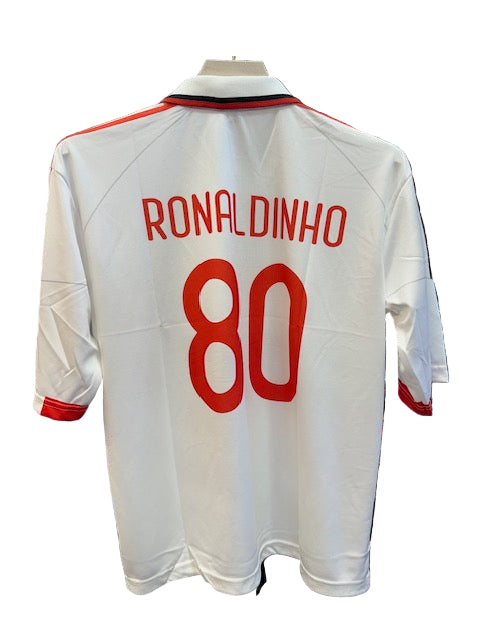AC Milan 2007/08 Away Kit-Retro-Ronaldinho-Signature -Collar Five Sleeve-AM Retro Store
