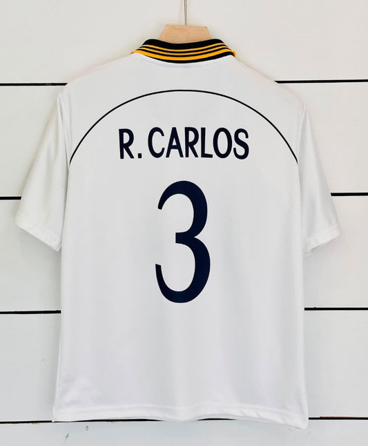 Real Madrid 1999/2000 Home Jersey-R CARLOS-Collar Five Sleeve-AM Retro Store