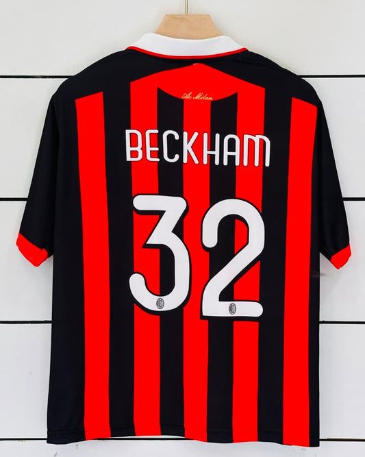 AC Milan 2009/10 Home-BECKHAM 32-Collar Five Sleeve-AM Retro Store