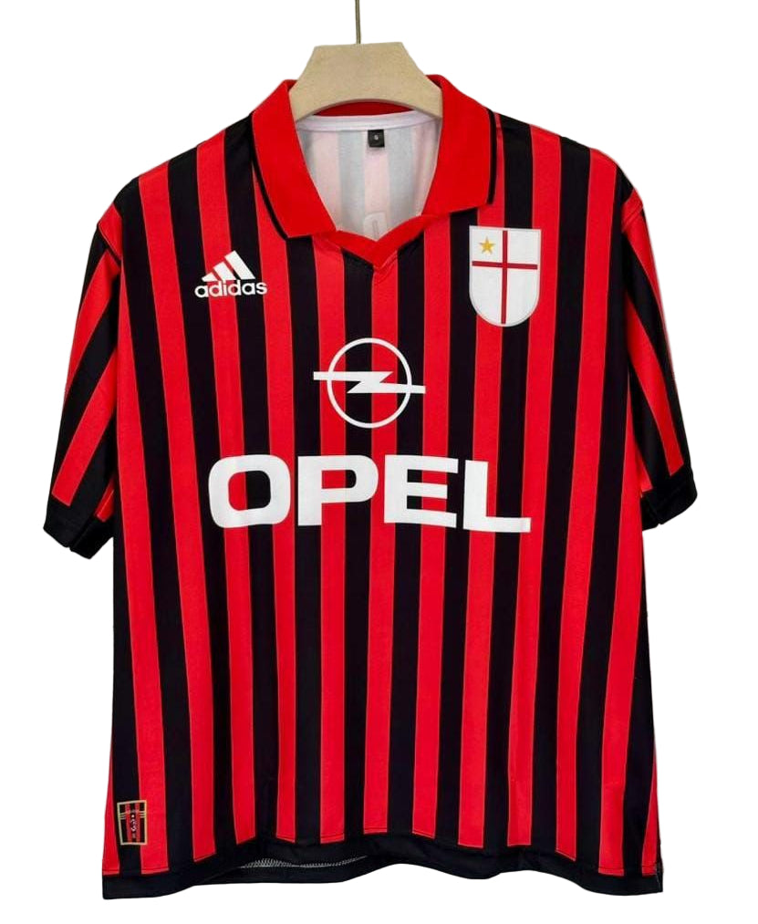 AC Milan 1999-2000 Centenary Home Shirt-Maldini-Collar Five Sleeve