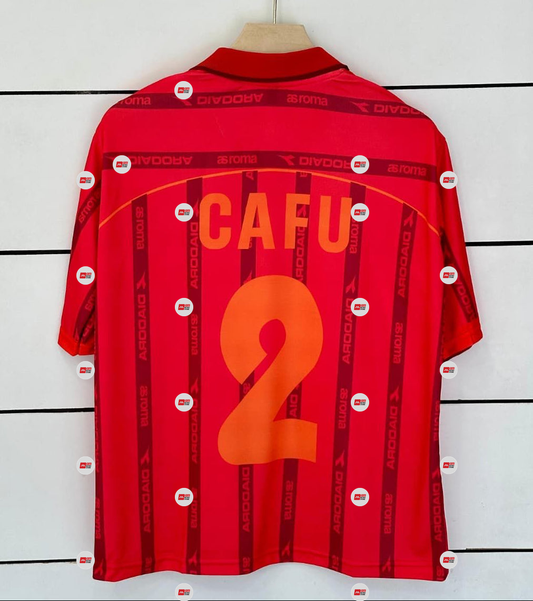AS ROMA 1999/2000 Home Retro Jersey-CAFU-Collar Five Sleeve