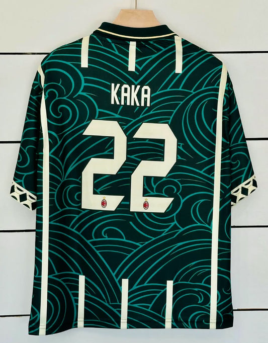 AC Milan Green Graphic Jersey- KAKA 22-Collar Five Sleeve-AM Retro Store