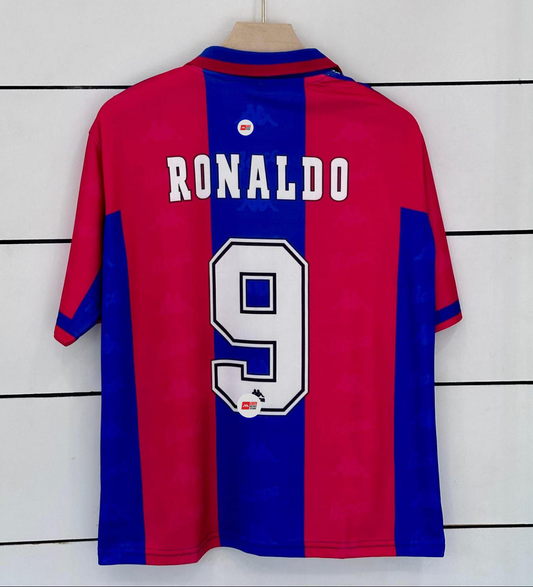 Barcelona 1995/97 Home-Ronaldo Nazario-Collar Five Sleeve-AM Retro Store