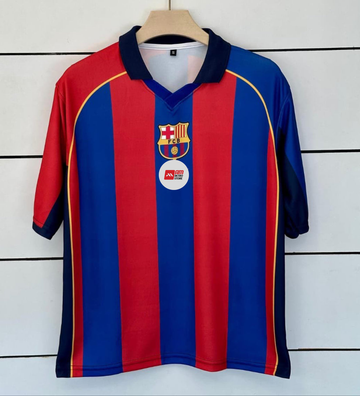 Barcelona 2001/02 Home -Saviola-Collar Five Sleeve-AM Retro Store