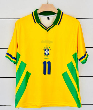 Brazil 1994 Retro jersey-ROMARIO 11-Collar Five Sleeve-AM Retro Store