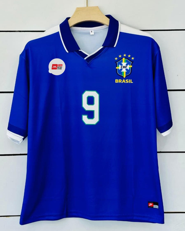 Brazil 1997 Away-Ronaldo Nazario-Collar Five Sleeve-AM Retro Store