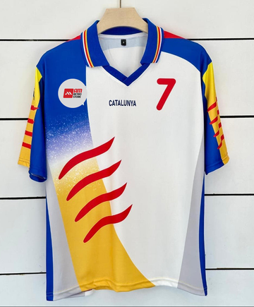 Catalunya 2002/03 home-GUARDIOLA-Collar Five Sleeve-AM Retro Store