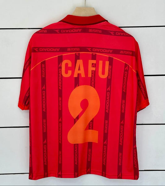 AS ROMA 1999/2000 Home Retro Jersey-CAFU-Collar Five Sleeve