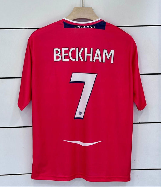 England 2008 Away-Retro-Beckham -Five Sleeve-Embroidery