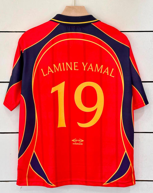 Spain 2000 Home Retro Kit-LAMINE YAMAL 19-Collar Five Sleeve-AM Retro Store