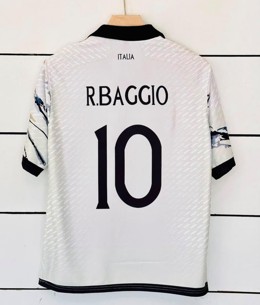 Italy 2023 away jersey Off White-R BAGGIO 10-Collar Five Sleeve-AM Retro Store