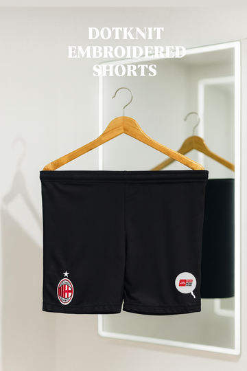 Dotknit Embroidery Shorts-AC Milan-Black