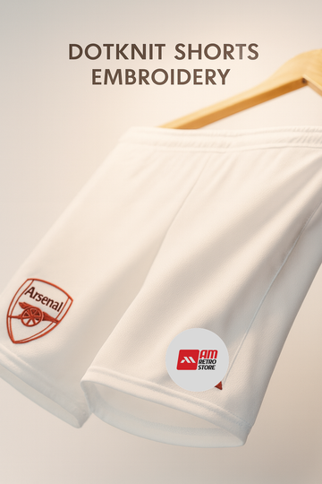 Dotknit Embroidery Shorts-Arsenal-white
