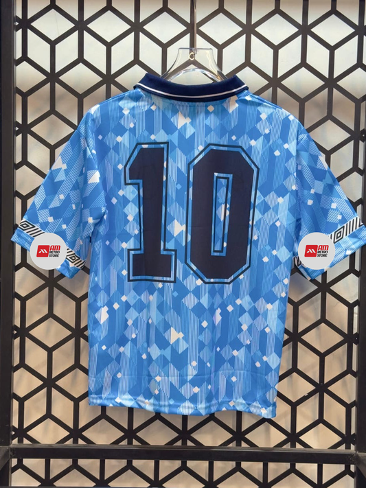 England 1990 World Cup Third -Collar Five Sleeve-Embroidery- No Player Name-AM Retro Store