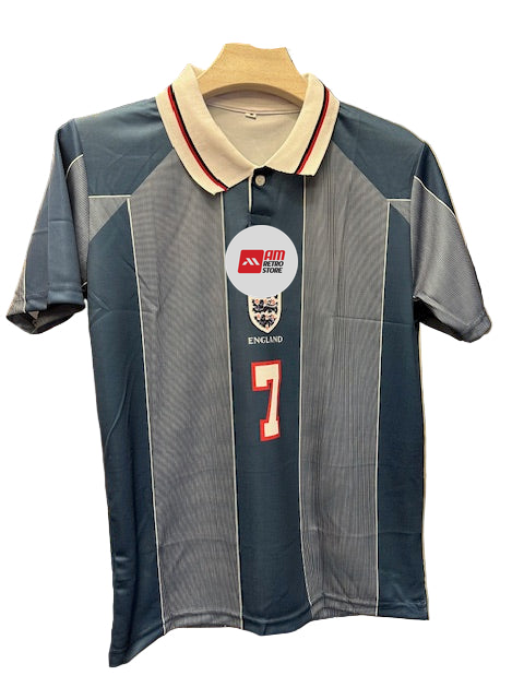 England 1996/97 Retro-Away-Beckham-Collar Half Sleeve