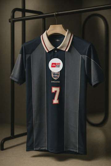 England 1996/97 Retro-Away-Beckham-Collar Half Sleeve