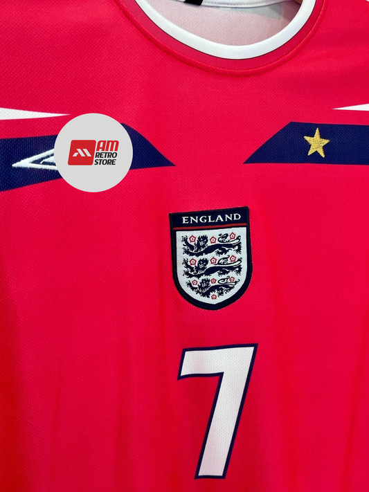 England 2008 Away-Retro-Beckham -Five Sleeve-Embroidery