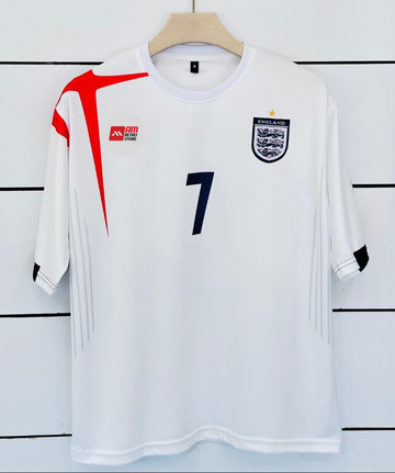 England Home 2005/07-Beckham-Retro-Embroidery-Five Sleeve-AM Retro Store