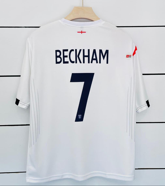 England Home 2005/07-Beckham-Retro-Embroidery-Five Sleeve-AM Retro Store
