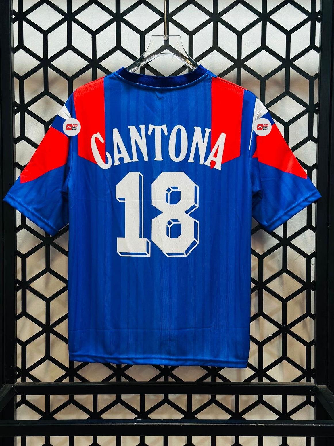 France 1992/94 Home Jersey-CANTONA-Embroidery-V Neck Five Sleeve-AM Re