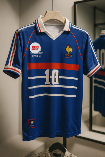 France 1998 World cup-Zidane Retro Kit-Signature Embroidery