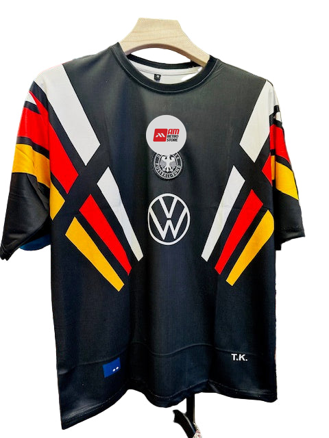 Germany 1996 Home-Beckenbauer -Embroidery Black-Vintage Jersey