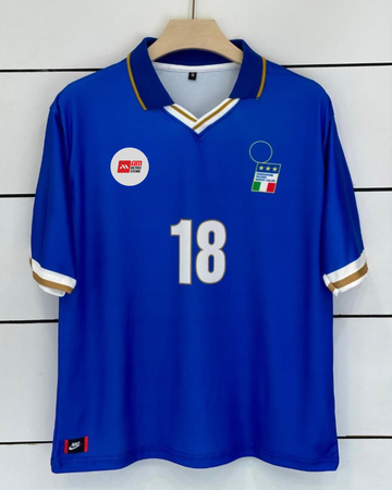 ITALY-1996 Home Euro Cup-Robert Baggio-Collar Five Sleeve-AM Retro Store