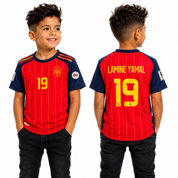 Kids & Boys 2026 World Cup Jersey-Spain Home-LAMINE YAMAL-AM Retro Store