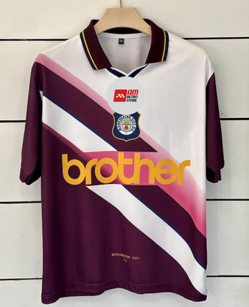 Manchester City 1996 Away--Collar Five Sleeve-AM Retro Store