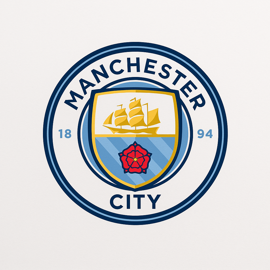 Manchester city football club logo in white background