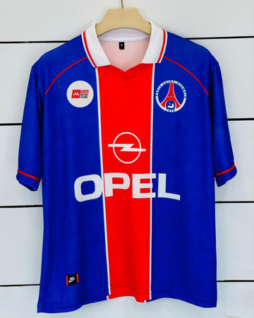 PSG 1997/98 Home-Anelka-Collar Five Sleeve-AM Retro Store