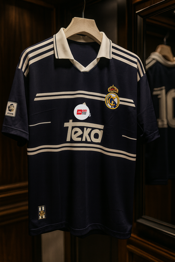 Real Madrid 1998/99 Away-R Carlos --Collar Five Sleeve-AM Retro Store